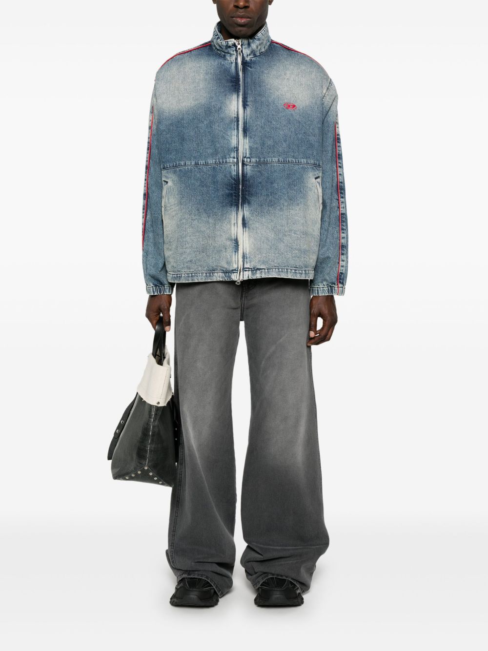 Diesel Denim jack met verwassen effect - Blauw