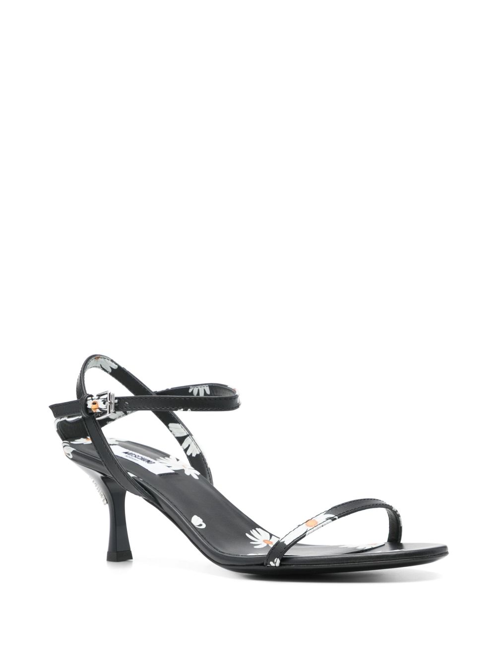 Moschino 55 mm sandalen met bloemenprint - Zwart