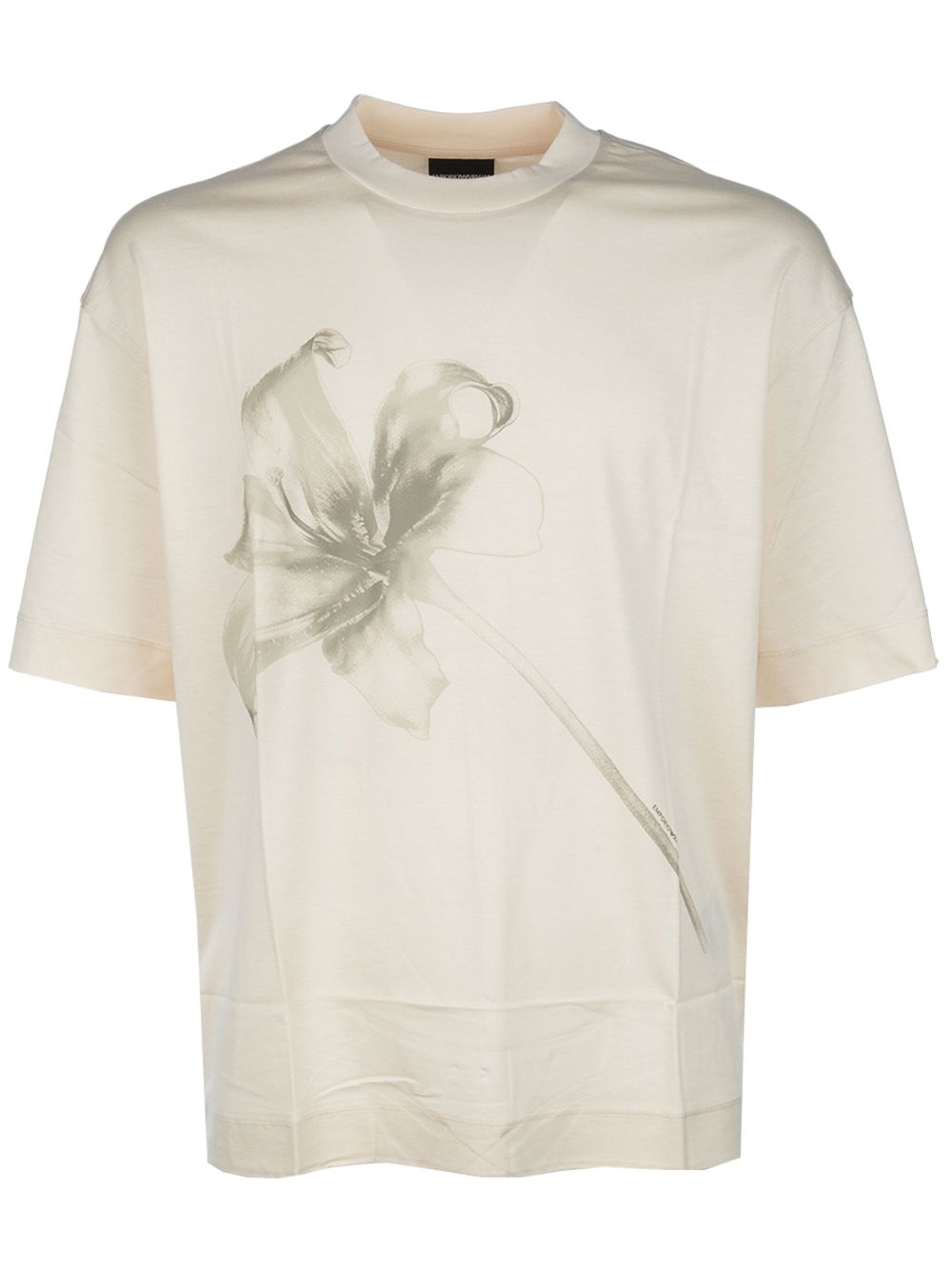 Emporio Armani lily-print T-shirt - Neutrals