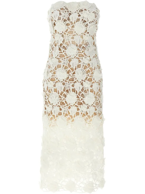 ワンピース ERMANNO SCERVINO FW22 Macrame lace dress (D412Q322FWR 51150) Macrame lace midi bustier dress with crystals