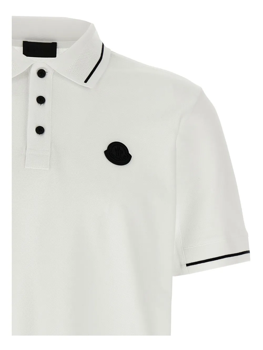 Moncler Logo-patch Cotton Polo Shirt In White