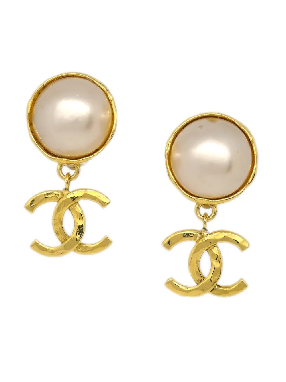 CHANEL Pre-Owned أقراط كبس بلؤلؤ صناعي 1993 | ذهبي | Image 1