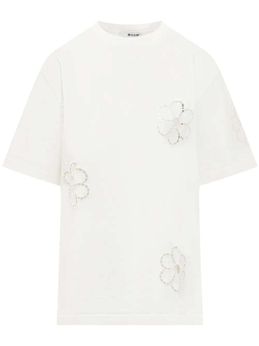 MSGM floral-appliqué T-shirt - White