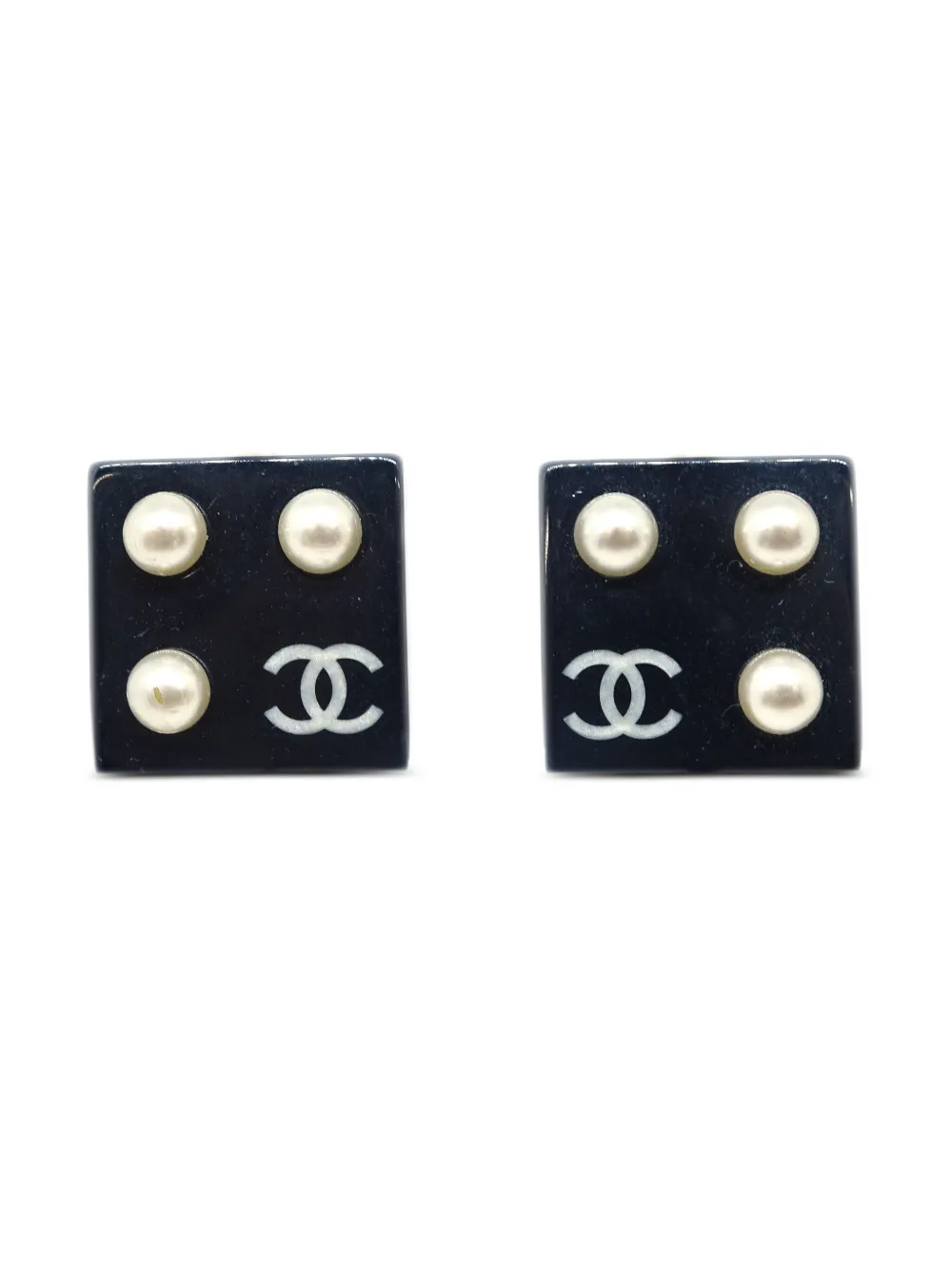 CHANEL Pre-Owned 2003 Ohrclips mit eckiger Form | Schwarz | Image 1