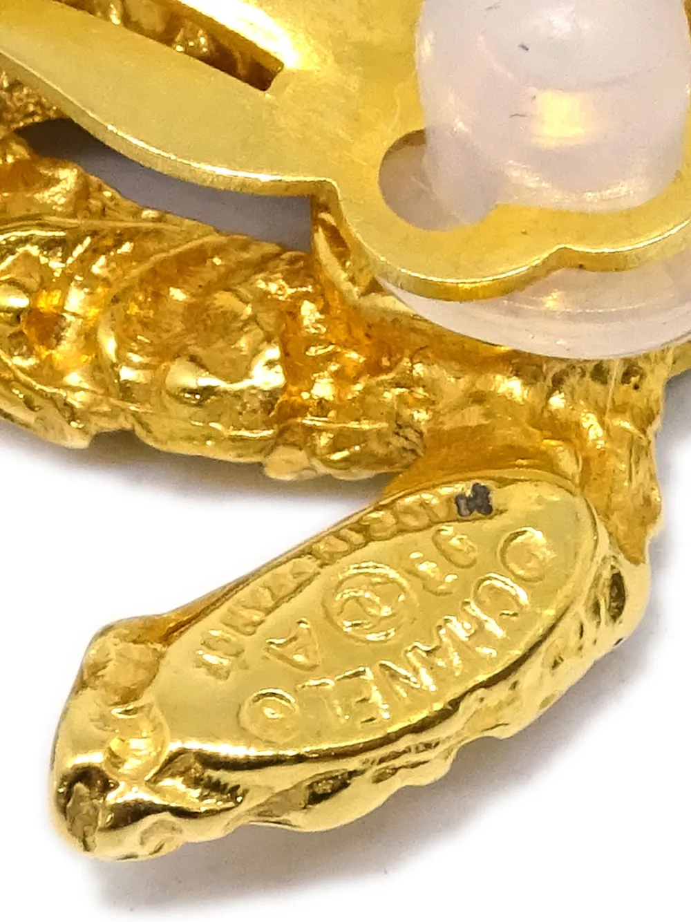 Pre-owned Chanel 1993 Cc Fringe-detail Clip-on Earrings In Gold