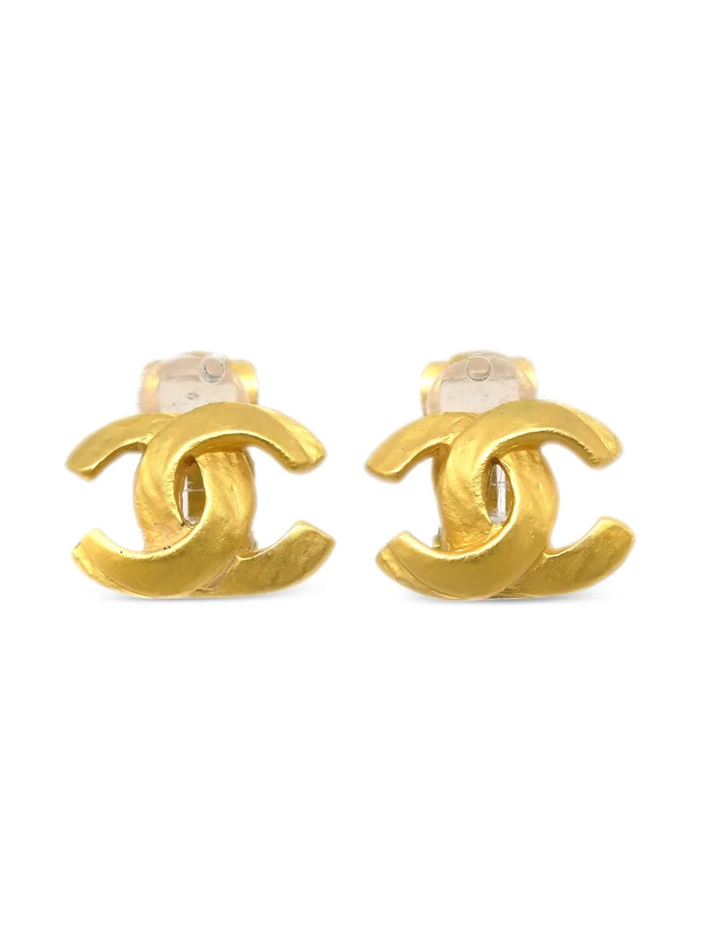Pre-owned Chanel 2000 Cc Logo Clip-on Earrings In Gold