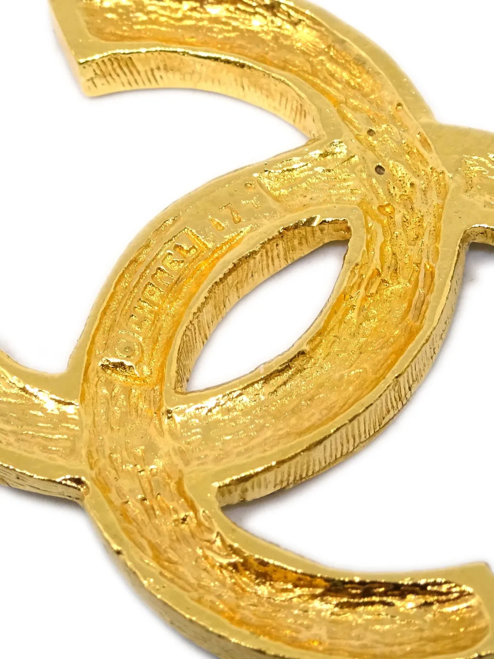 Pre-owned Chanel 1990-2000s Cc Rhinestone-embellishment Brooch In Gold