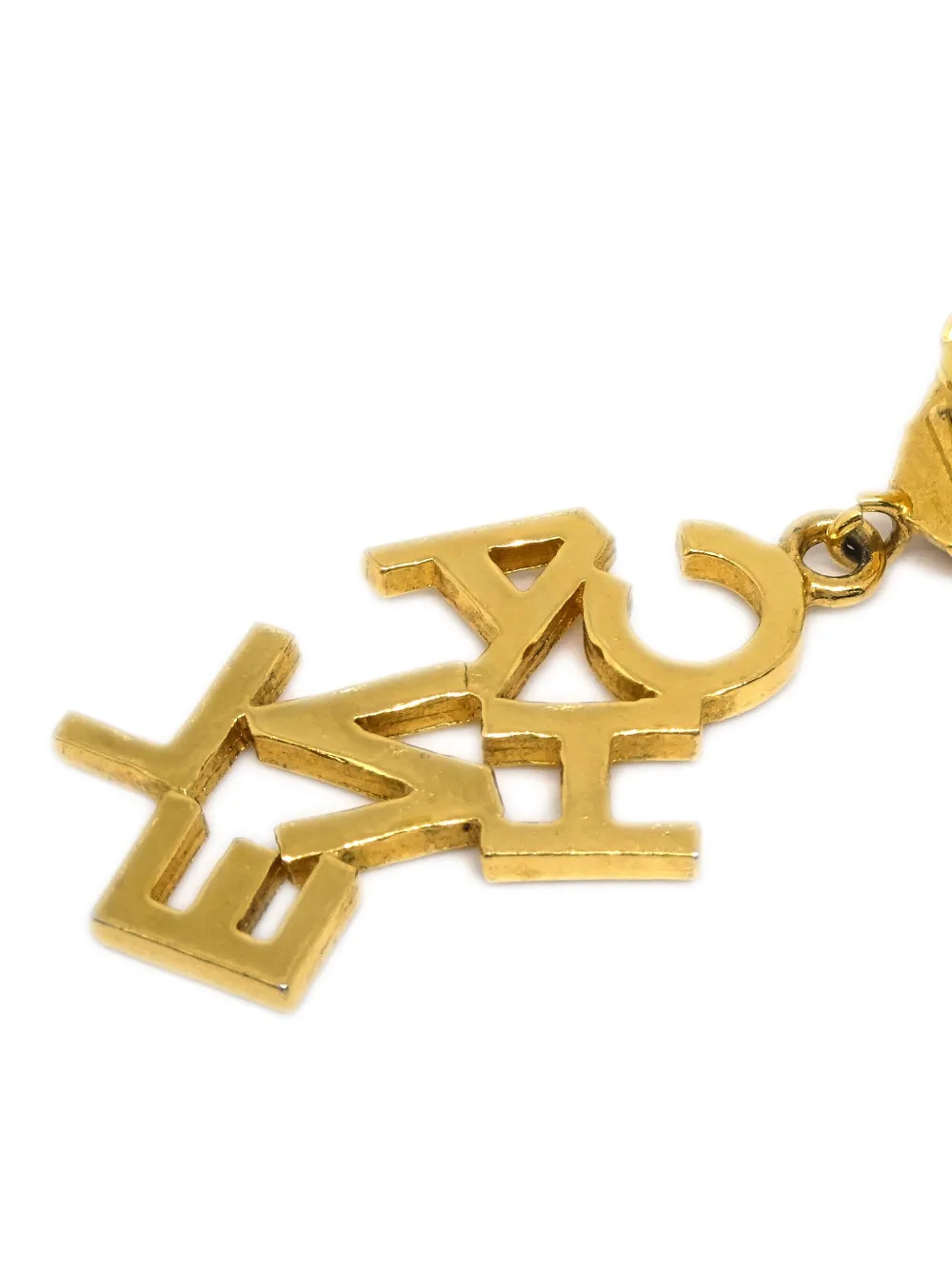 Pre-owned Chanel 1990-2000s Logo Drop Clip-on Earrings In Gold