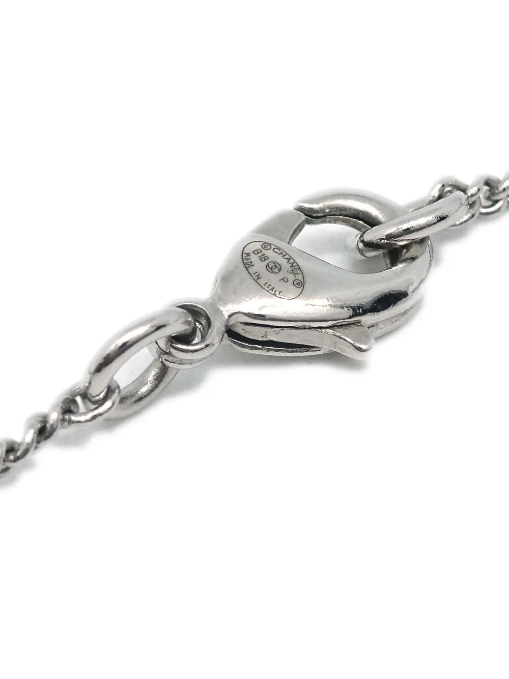 Pre-owned Chanel 2018 Bow-pendant Chain Necklace In Silver