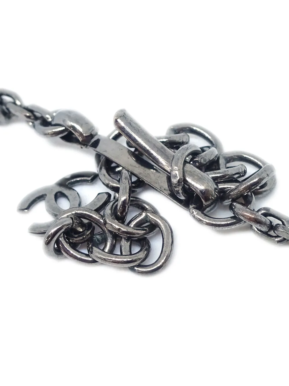 Pre-owned Chanel 2002 Square-pendant Necklace In Silver