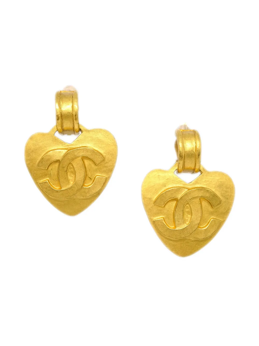 CHANEL Pre-Owned أقراط كبس متدلية بزينة قلب 1995 | ذهبي | Image 1