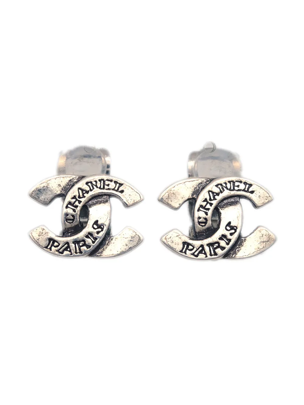 Pre-owned Chanel 1999 Cc Clip-on Earrings In Silver