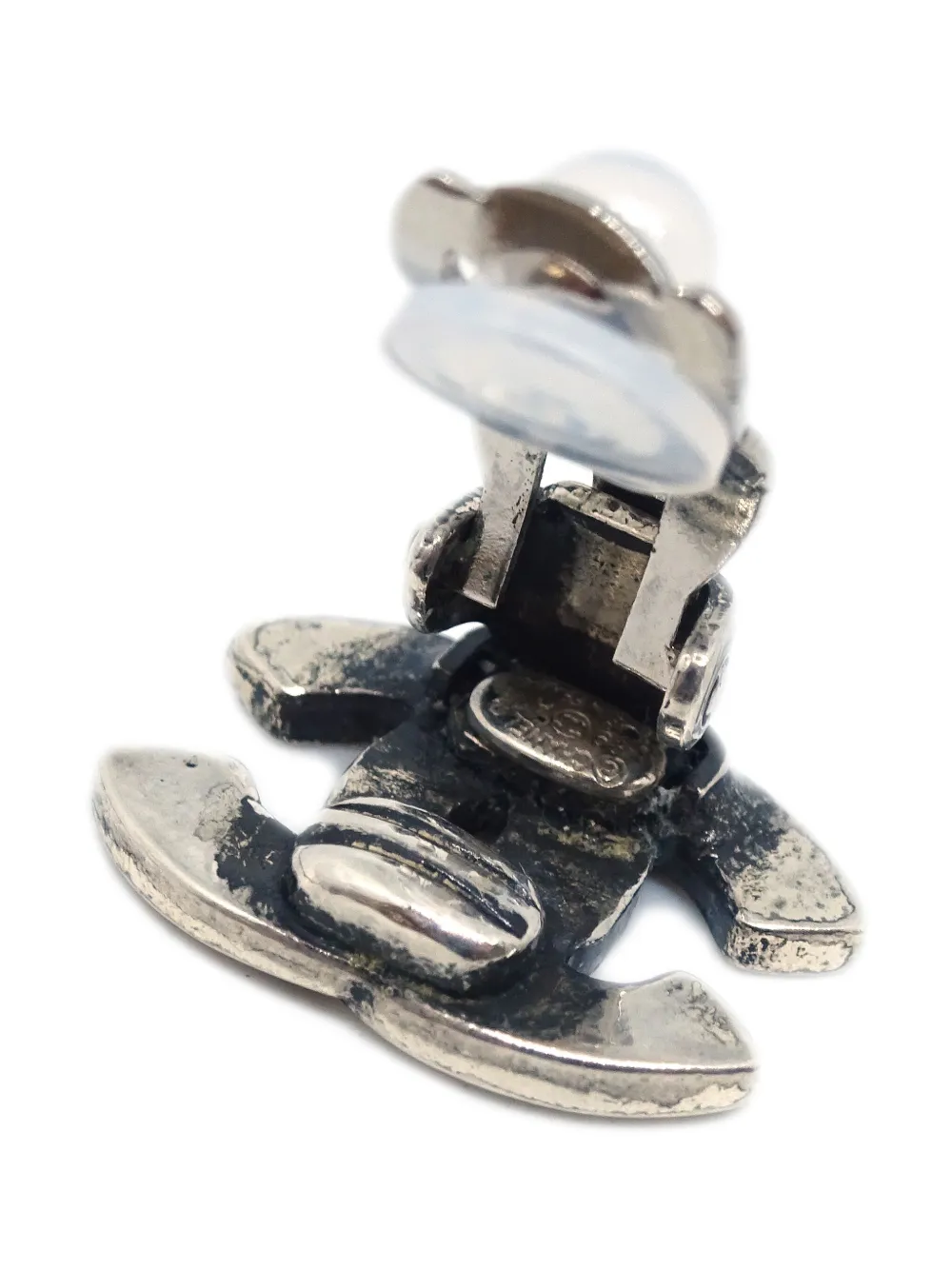 Pre-owned Chanel 1999 Cc Clip-on Earrings In Silver