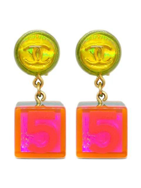 CHANEL Pre-Owned 1997 cube clip-on earrings
