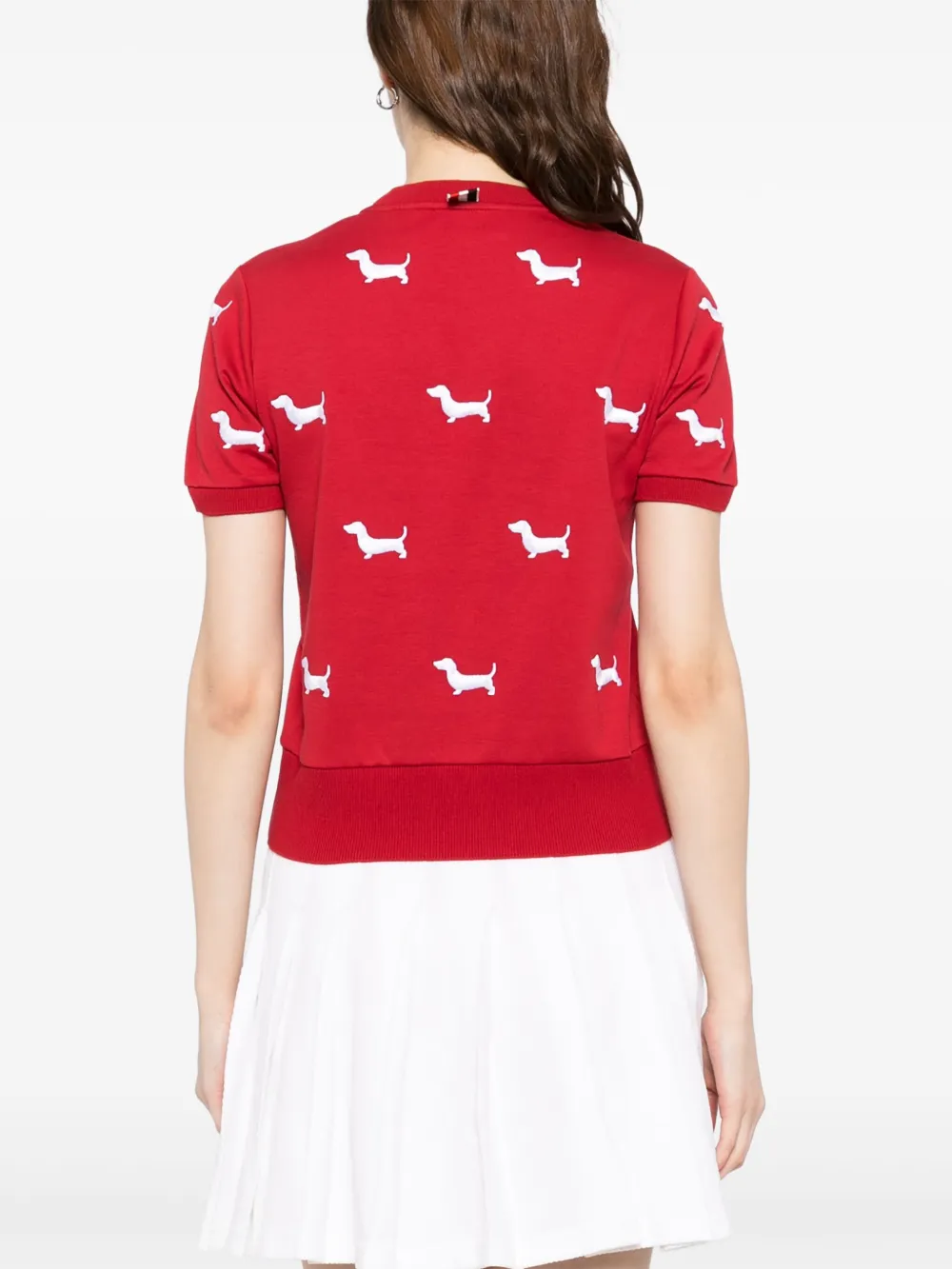 Thom Browne T-shirt met korte mouwen en geribbelde manchetten Rood