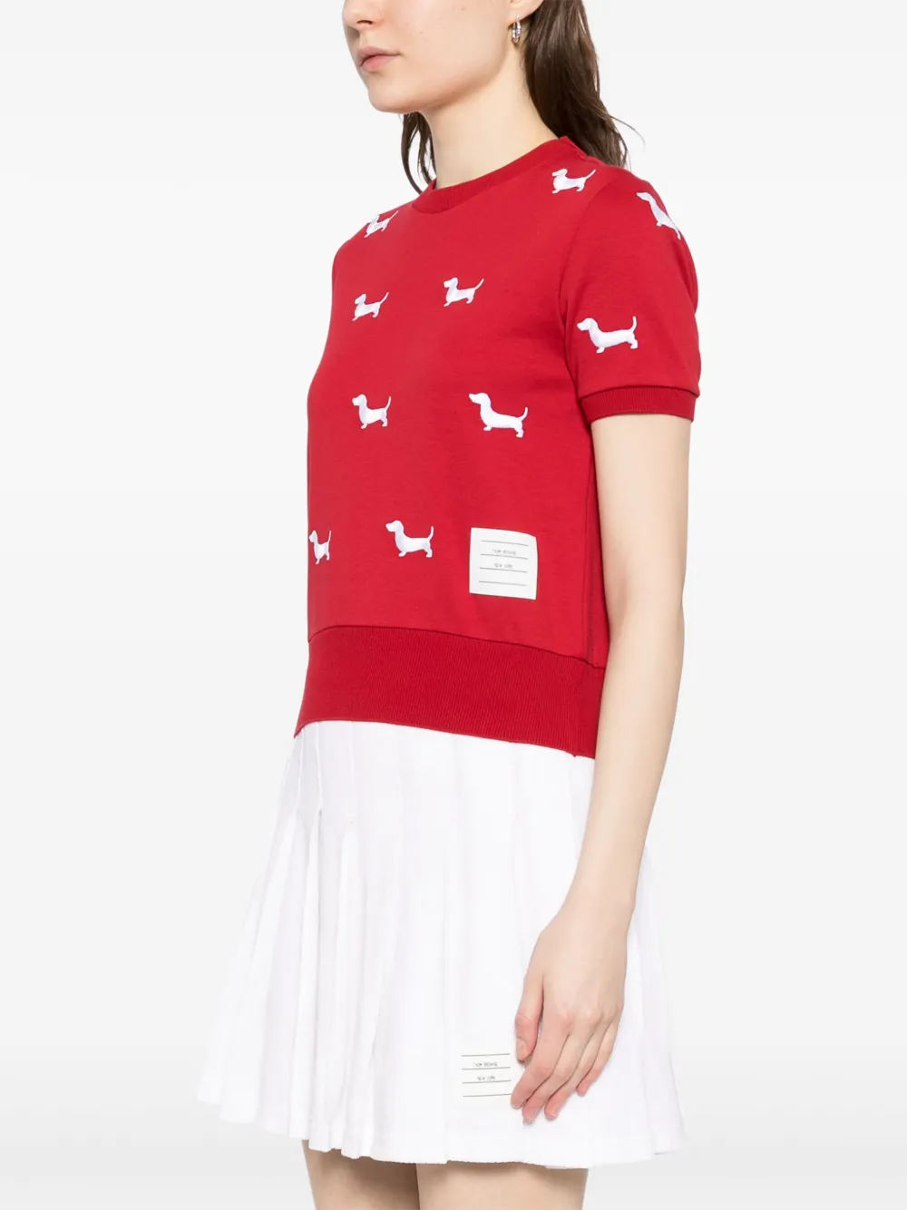 Thom Browne T-shirt met korte mouwen en geribbelde manchetten Rood
