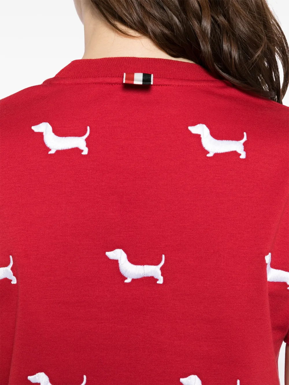Thom Browne T-shirt met korte mouwen en geribbelde manchetten Rood