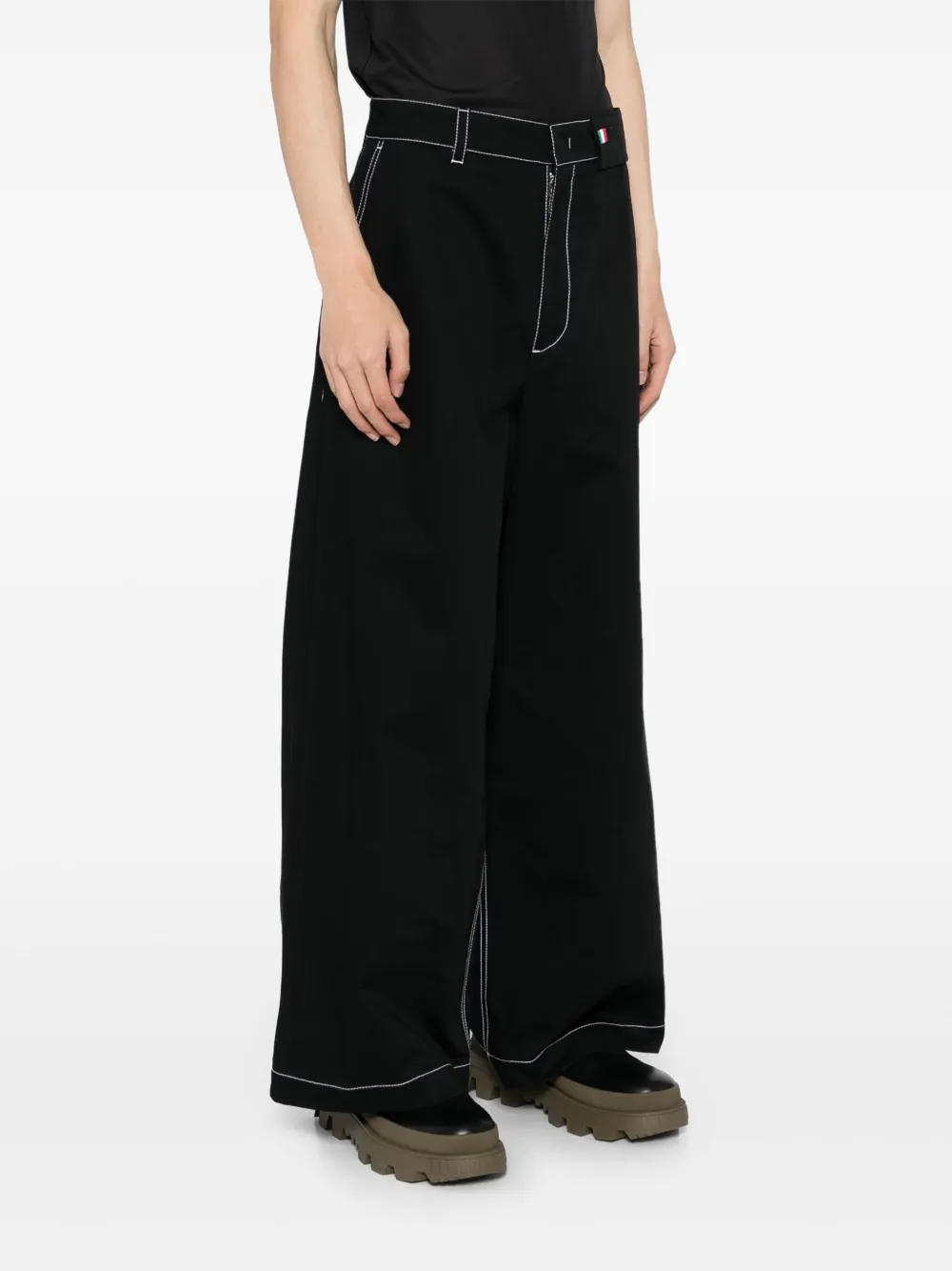 Shop Moncler X Palm Angels Wide-leg Trousers In Black