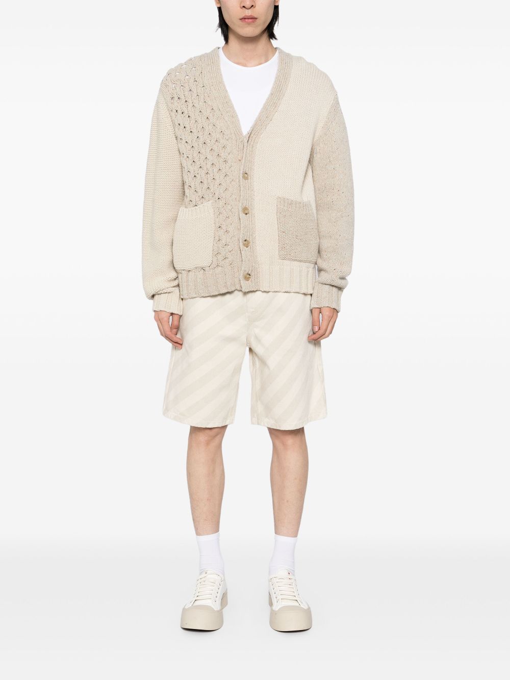 Marni Gestreepte denim shorts - Beige