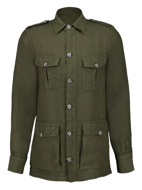 120% Lino camisa con bolsillos cargo