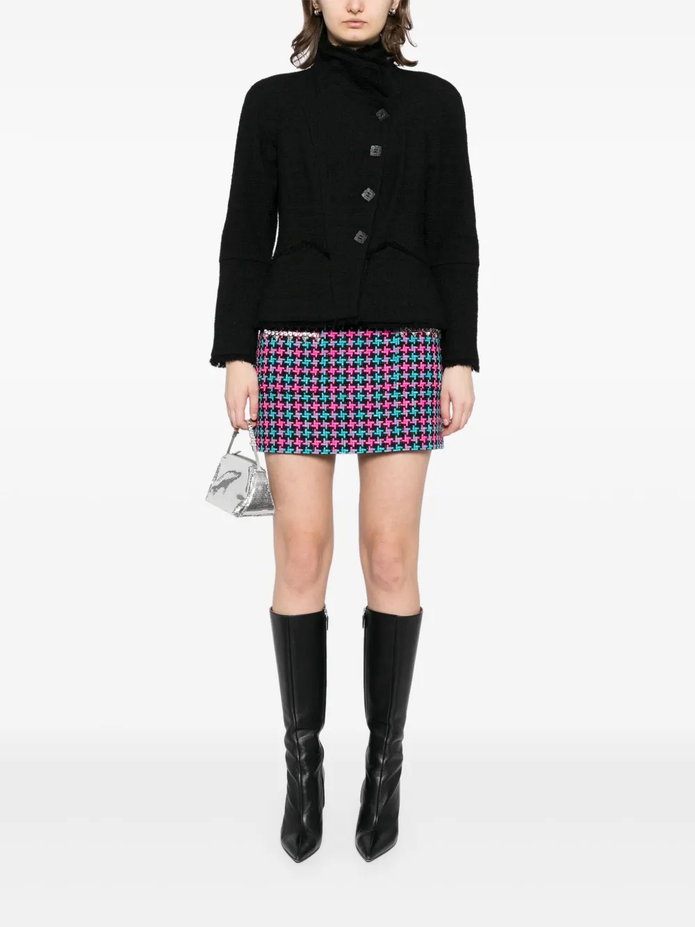 CHANEL Pre-Owned 2020 tweed jack met CC-logo - Zwart