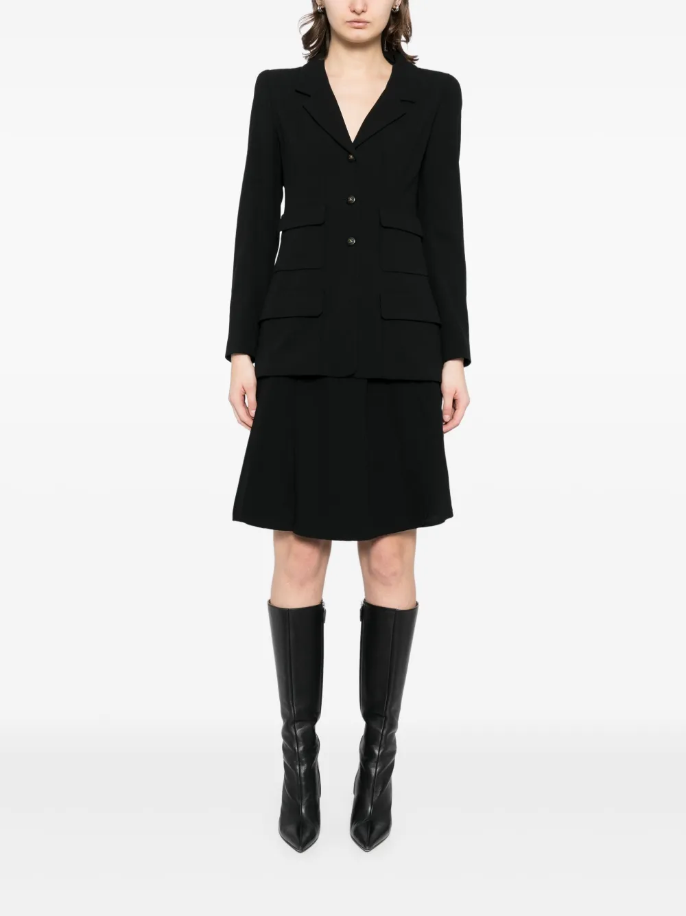 CHANEL Pre-Owned 1990 mantelpak met CC-logo - Zwart