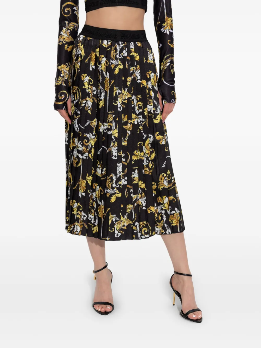 Versace Jeans Couture Plooirok met barokprint Zwart
