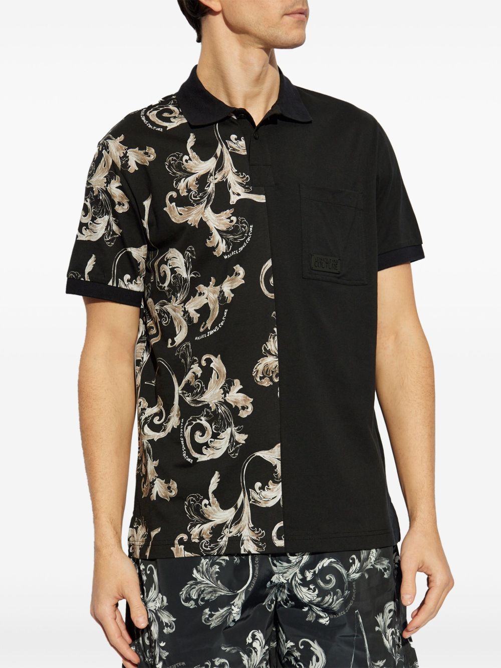 Versace Jeans Couture Barocco-print polo shirt - Zwart