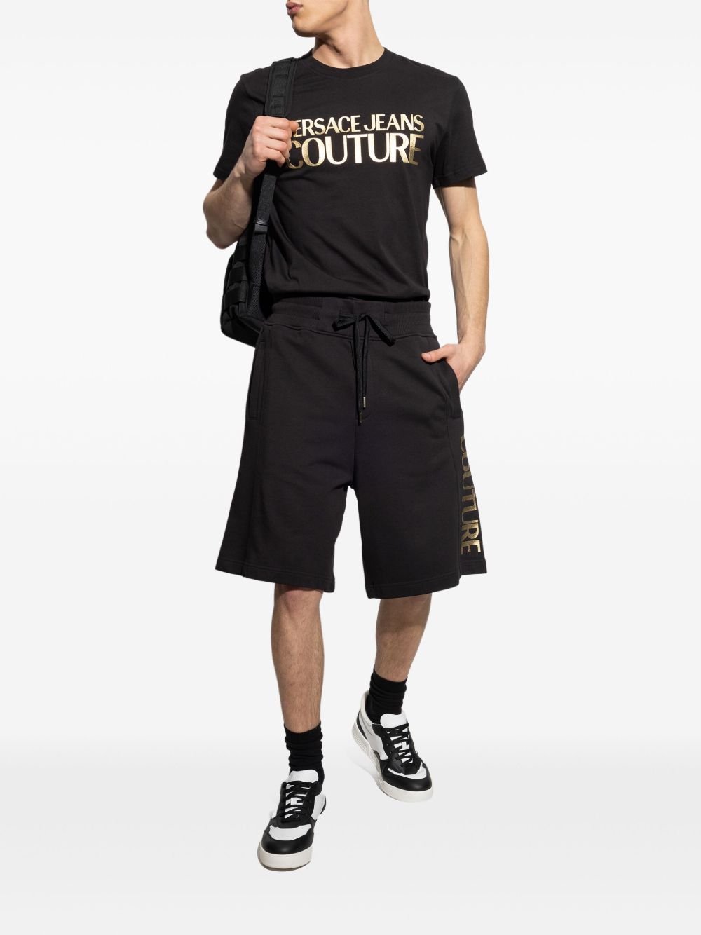 Versace Jeans Couture Shorts met logoprint - Zwart