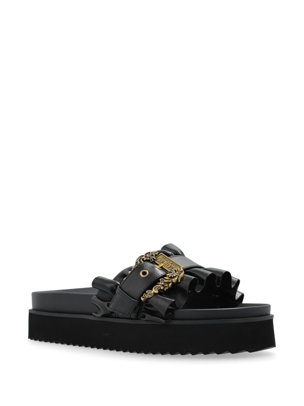 Versace Jeans Couture Slippers met gegraveerd logo - Zwart