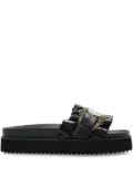 Versace Jeans Couture logo-engraved slides - Black