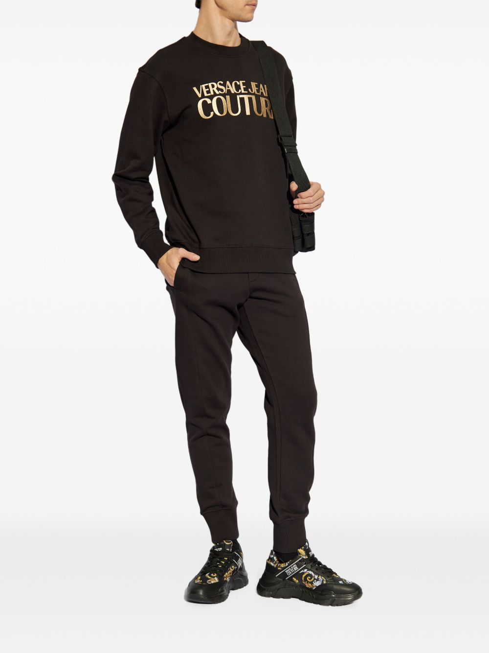 Versace Jeans Couture metallic logo-print sweatshirt - Zwart