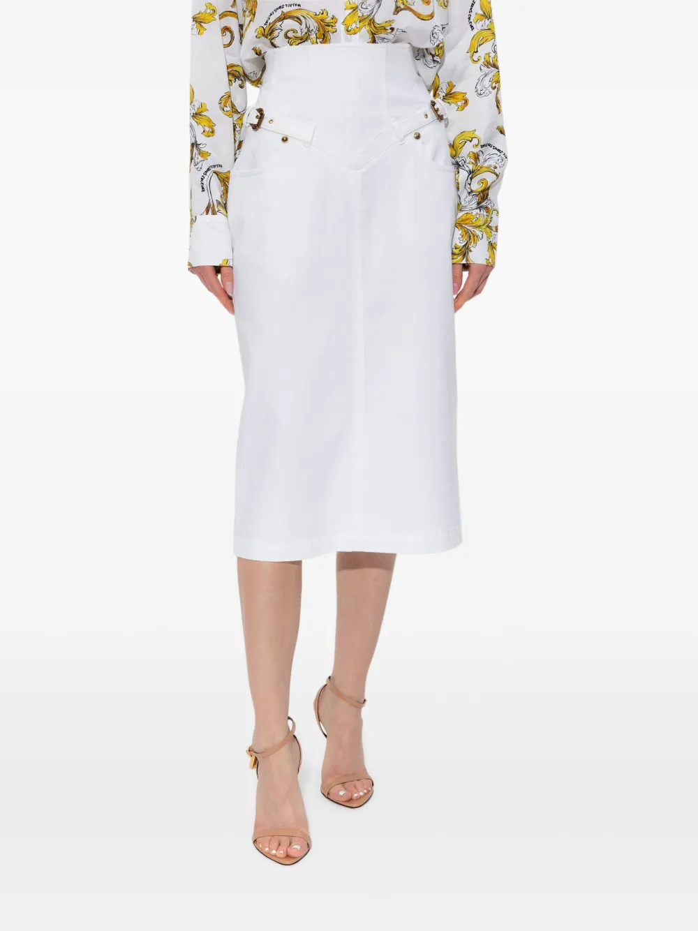 Versace Jeans Couture Katoenen midi-rok Wit