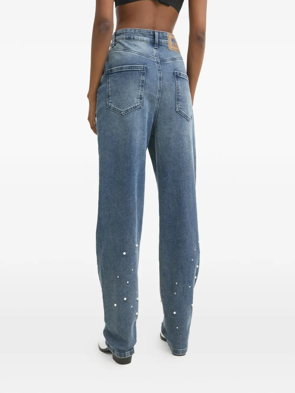  Moschino Jeans Pearl-embellished Jeans - Blue 