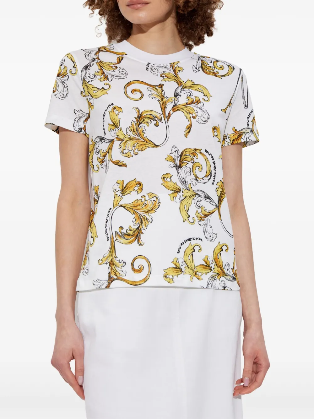Shop Versace Jeans Couture Barocco Outline T-shirt In White