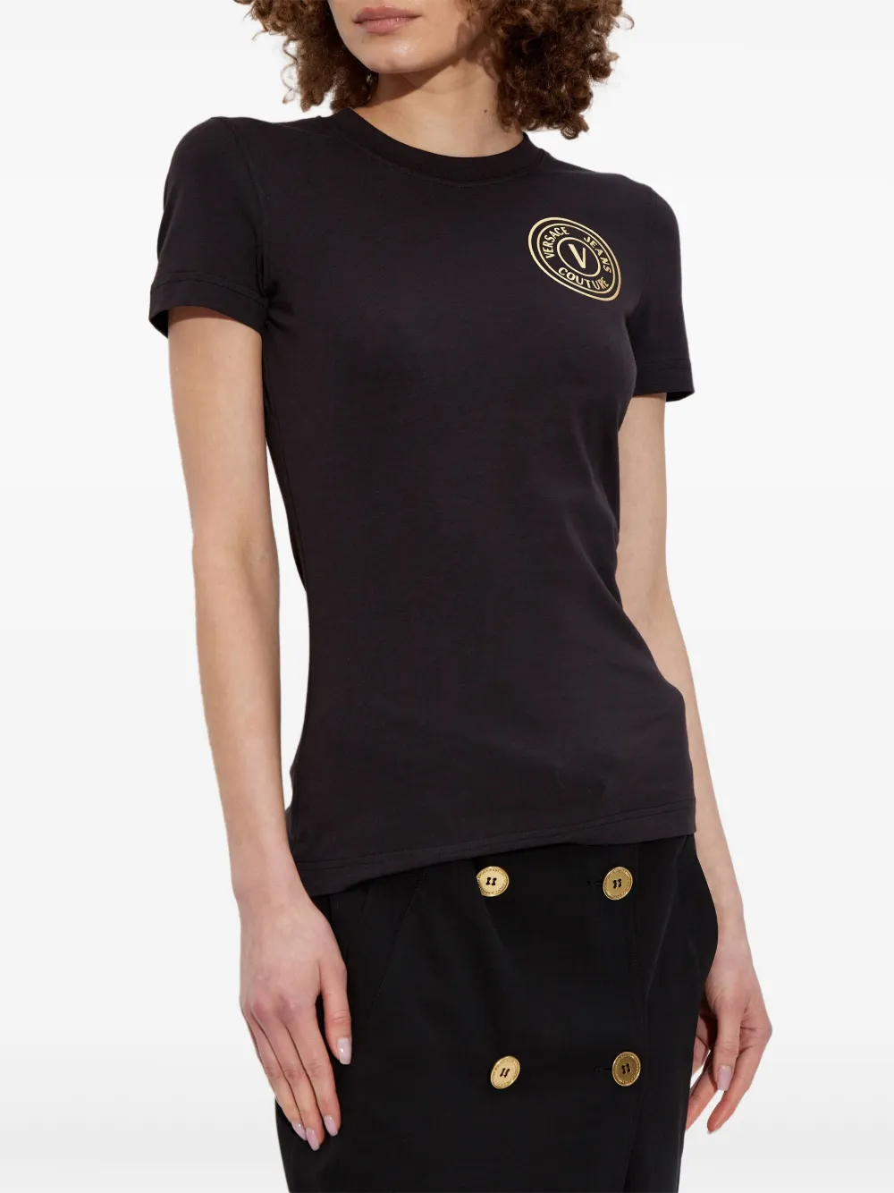 Shop Versace Jeans Couture V-emblem T-shirt In Black