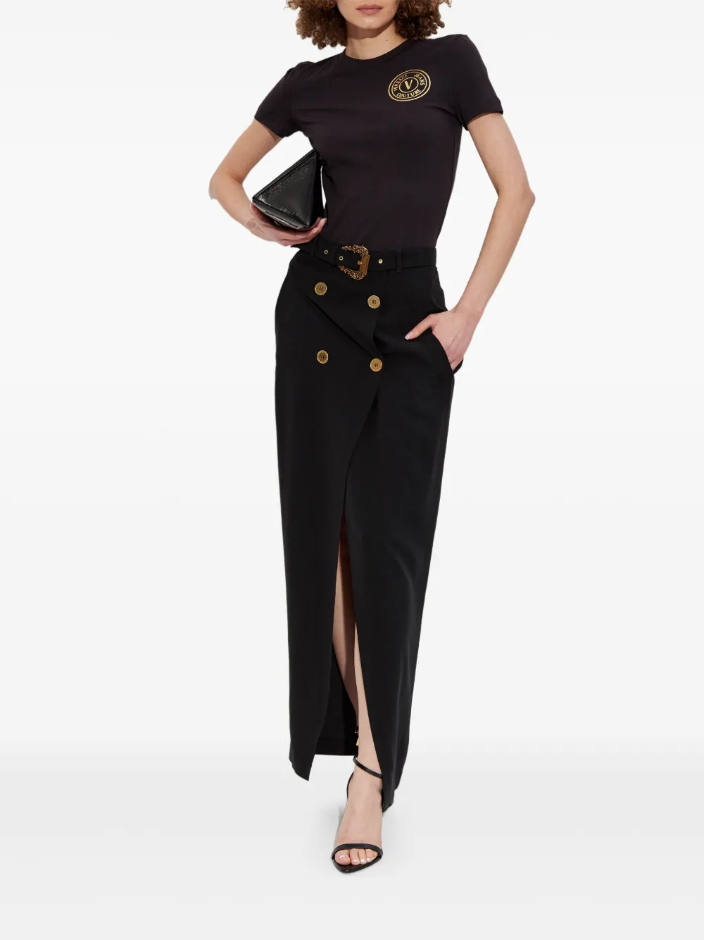 Shop Versace Jeans Couture V-emblem T-shirt In Black