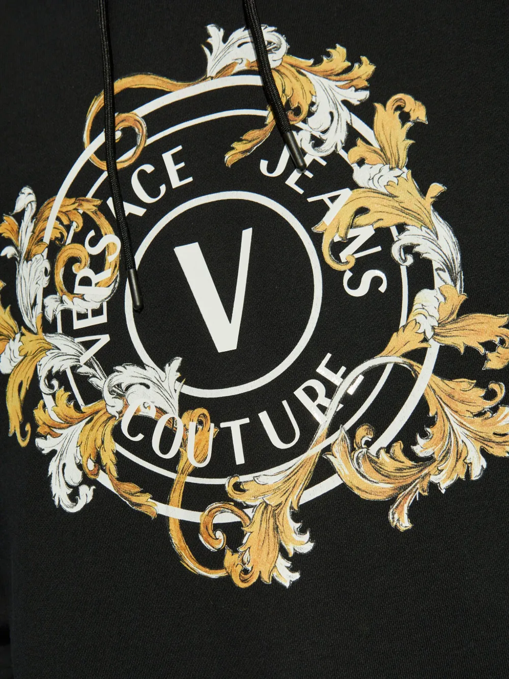 Shop Versace Jeans Couture Printed Hoodie In Black