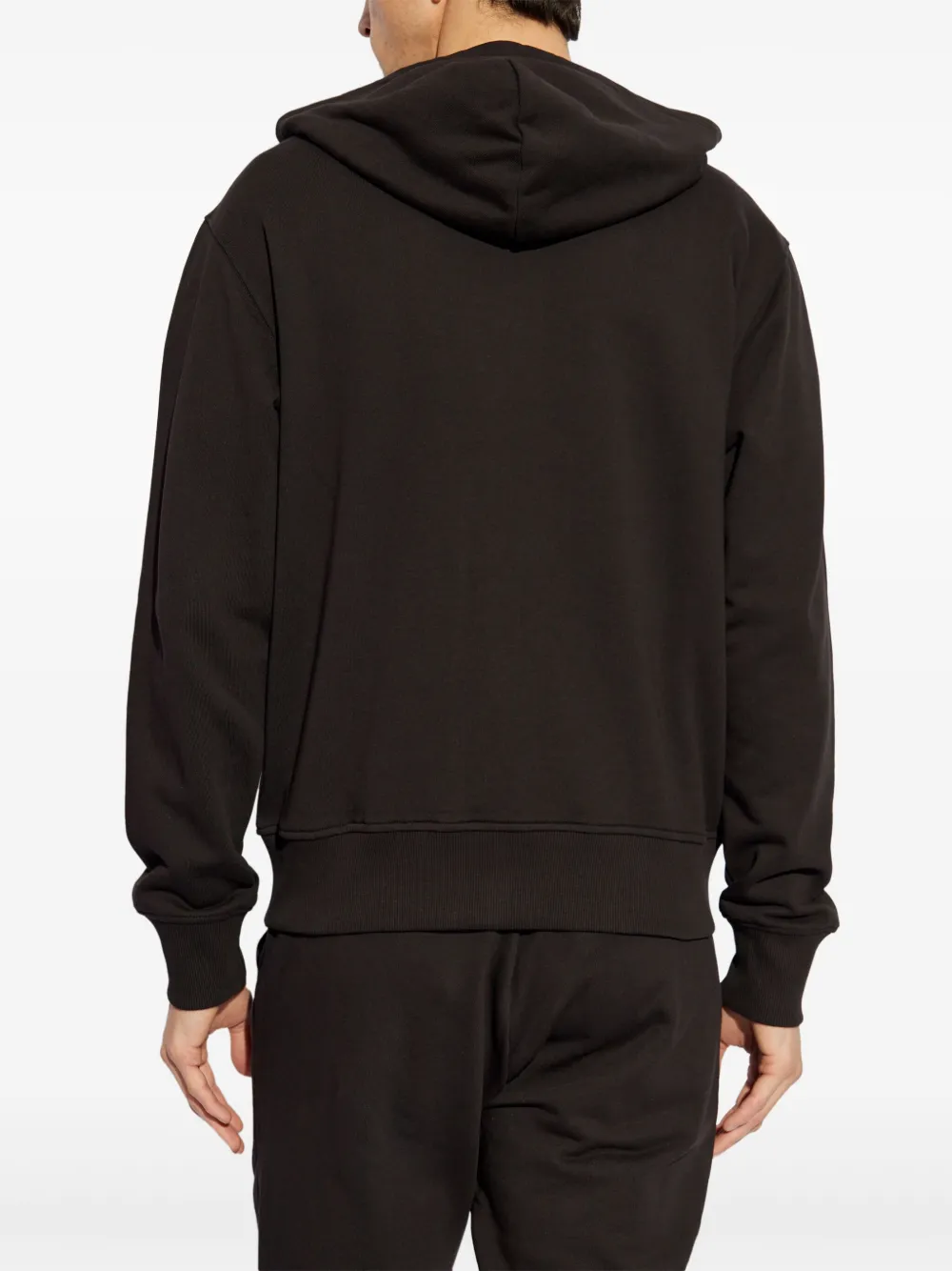 Shop Versace Jeans Couture Logo-embroidered Hoodie In Black