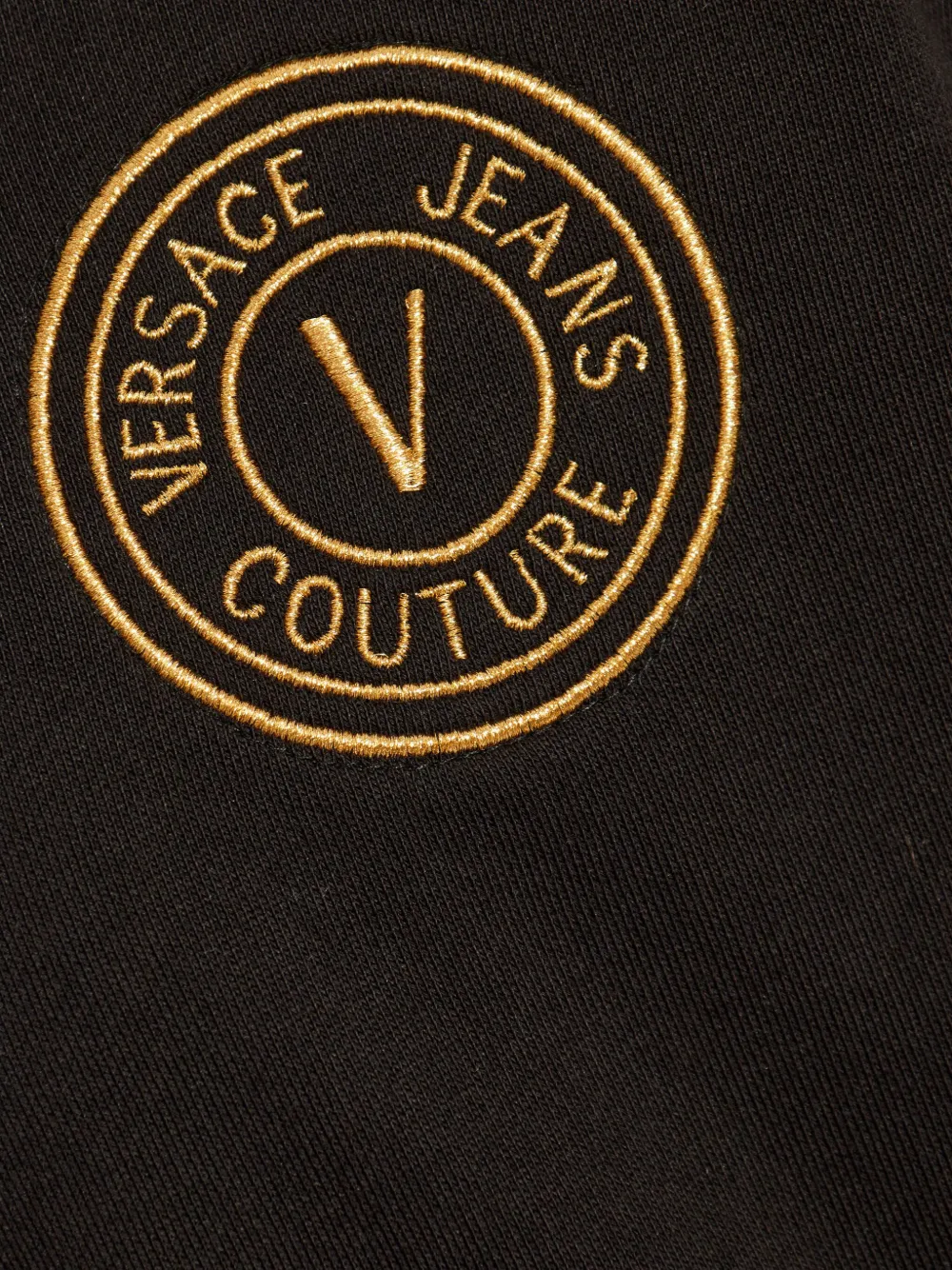 Shop Versace Jeans Couture Logo-embroidered Hoodie In Black