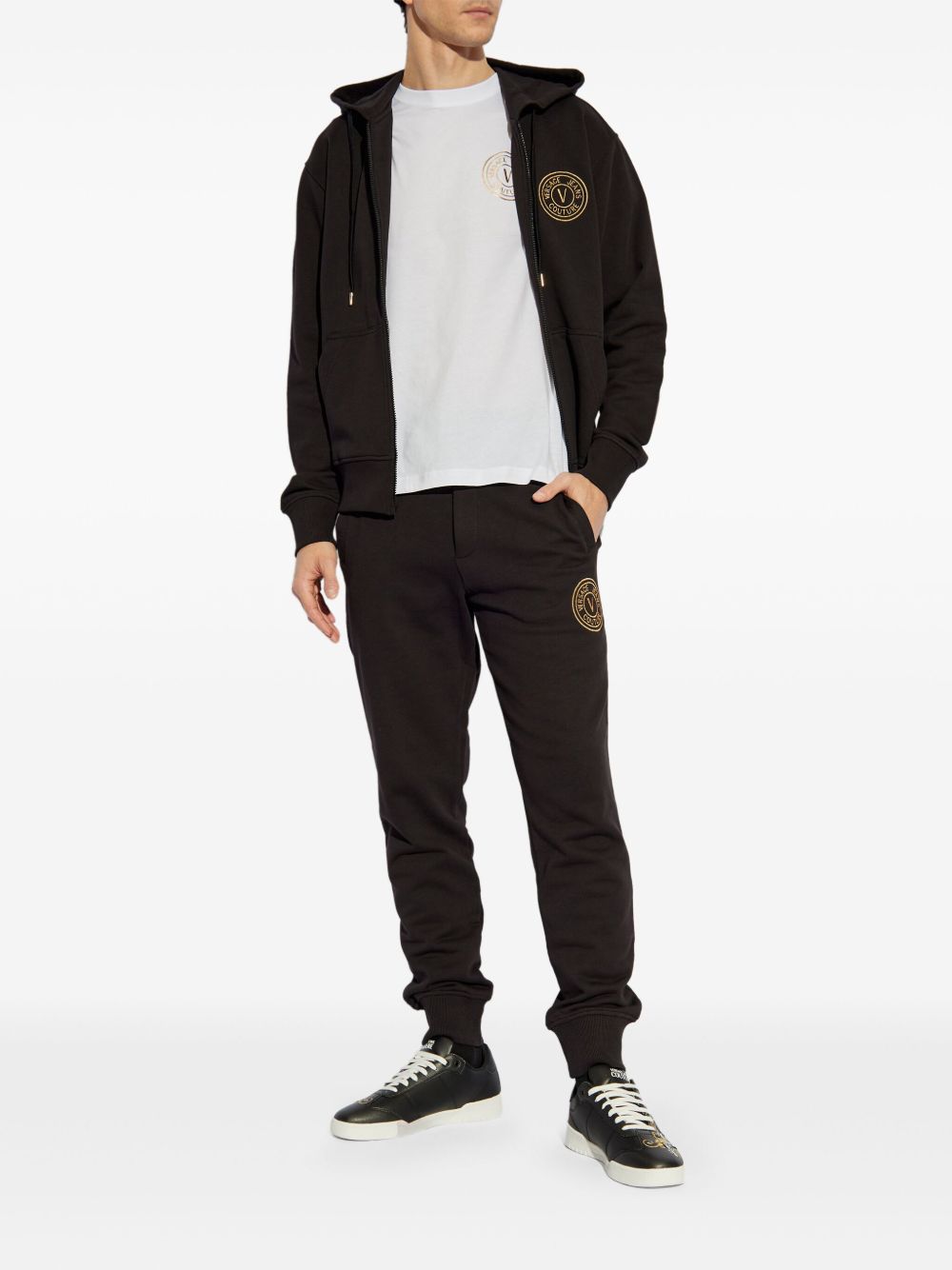 Versace Jeans Couture Hoodie met geborduurd logo - Zwart