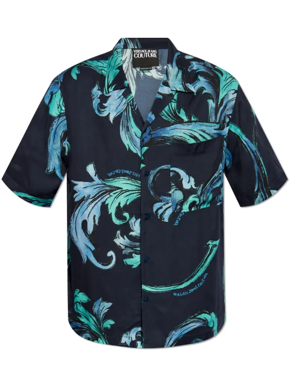 Versace Jeans Couture Camicia Barocco Con Stampa | Blu