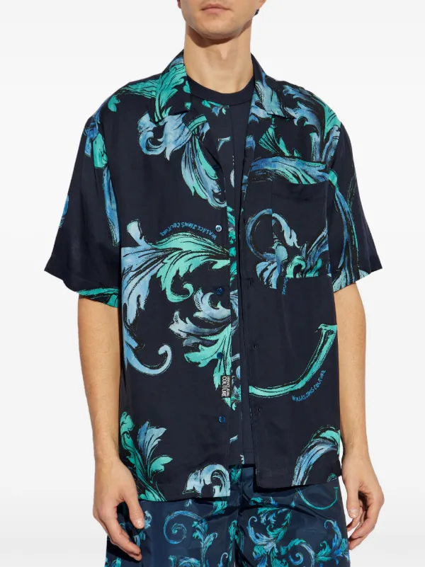 Versace Jeans Couture Camicia Barocco Con Stampa | Blu