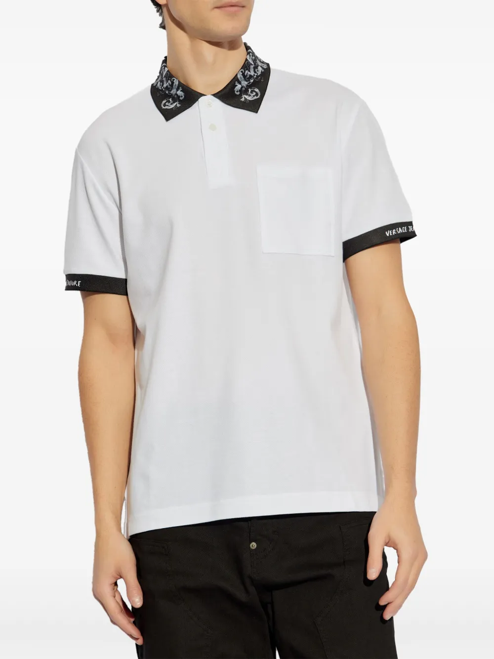 VERSACE JEANS COUTURE BAROCCO-PRINT POLO SHIRT
