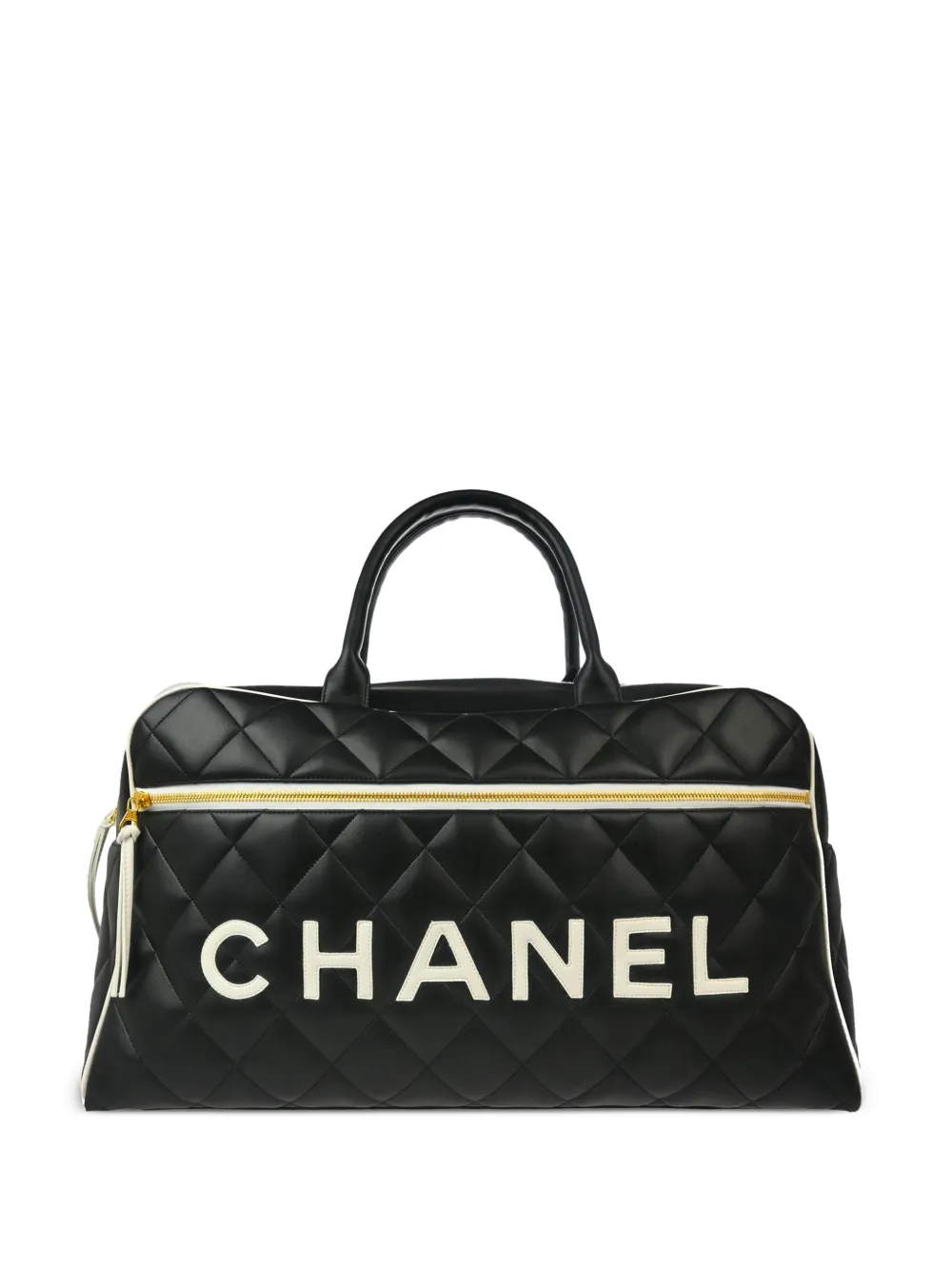 CHANEL Pre-Owned 1995 ロゴアップリケ ボウラーバッグ - ブラック CHANEL Pre-Owned 1995 ロゴアップリケ ボウラーバッグ - ブラック