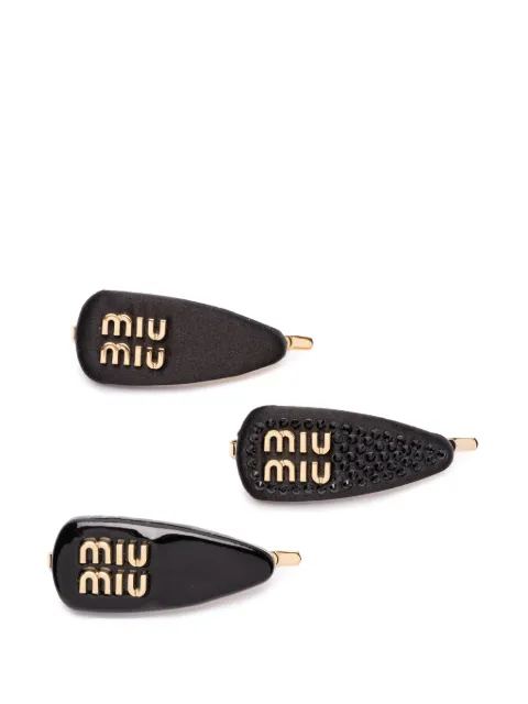 Miu Miu logo-lettering hair clip (set of three) 
