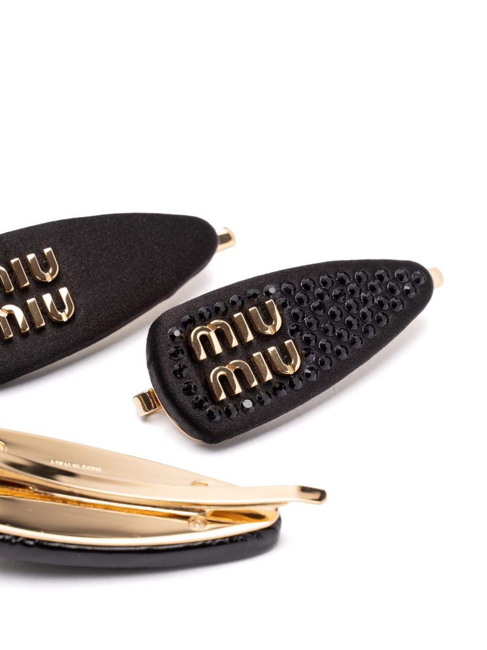 Miu Miu logo-lettering hair clip (set of three) - Zwart