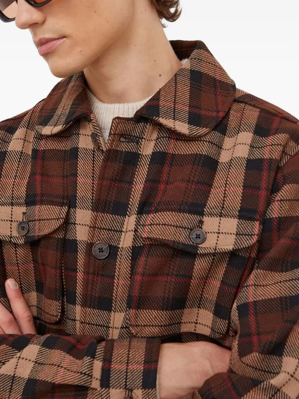 Les Deux plaid pocket jacket Bruin