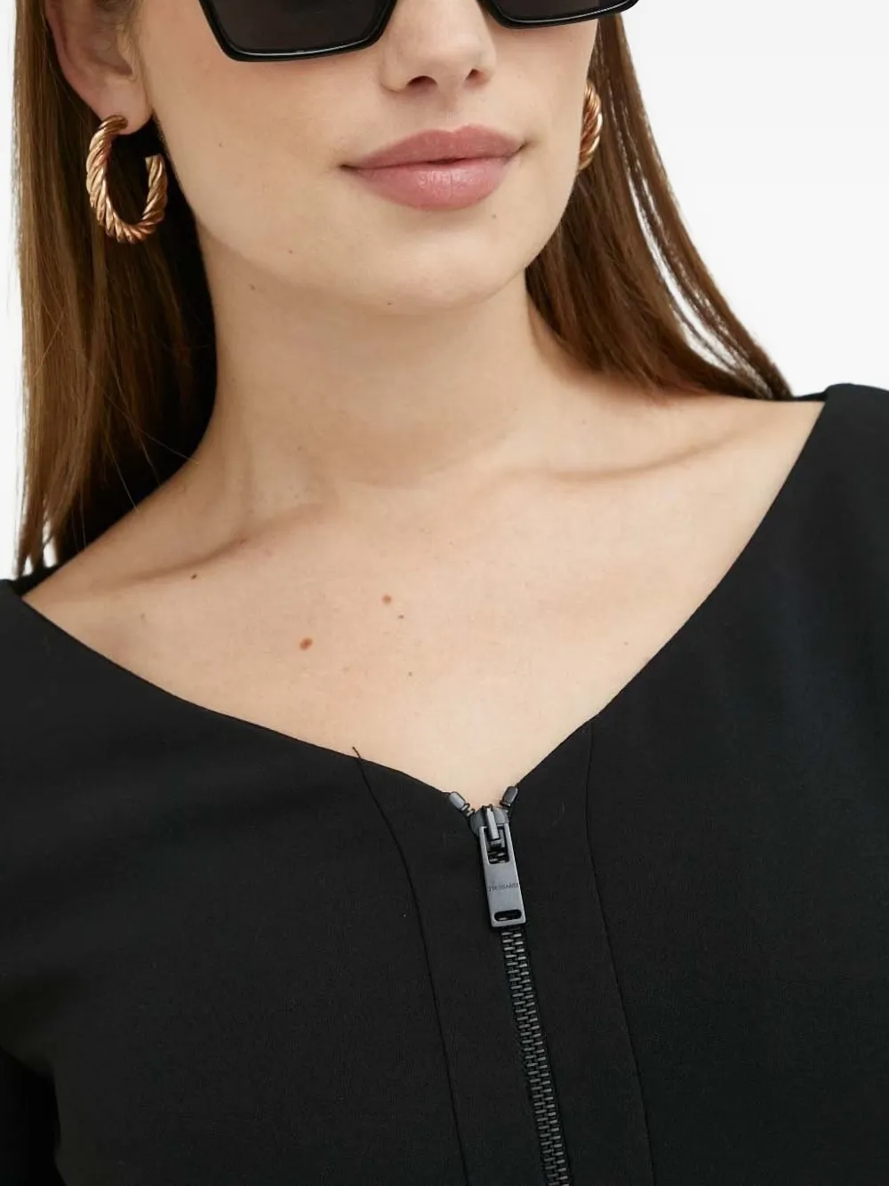 Trussardi Mini-jurk met cropped mouwen en rits Zwart
