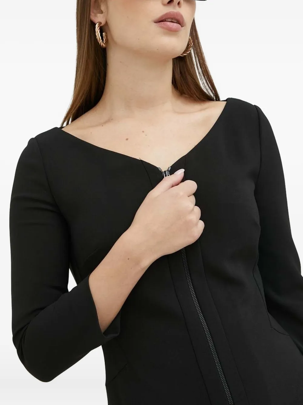 Trussardi Mini-jurk met cropped mouwen en rits Zwart